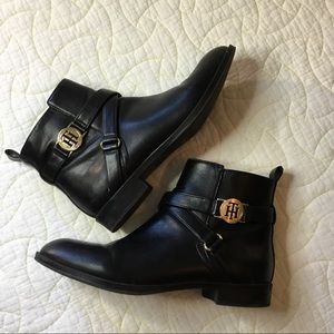Tommy Hilfiger Black Ankle Boots, Size 8